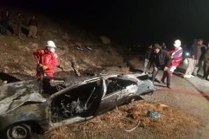 ۲ فوتی بر اثر آتش‌سوزی خودرو در جاده ارومیه به مهاباد/ ویدئو