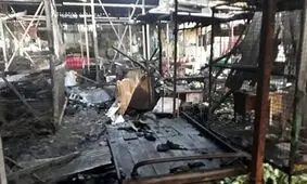 آتش در بازار قدیمی میوه و تره بار آمل افتاد