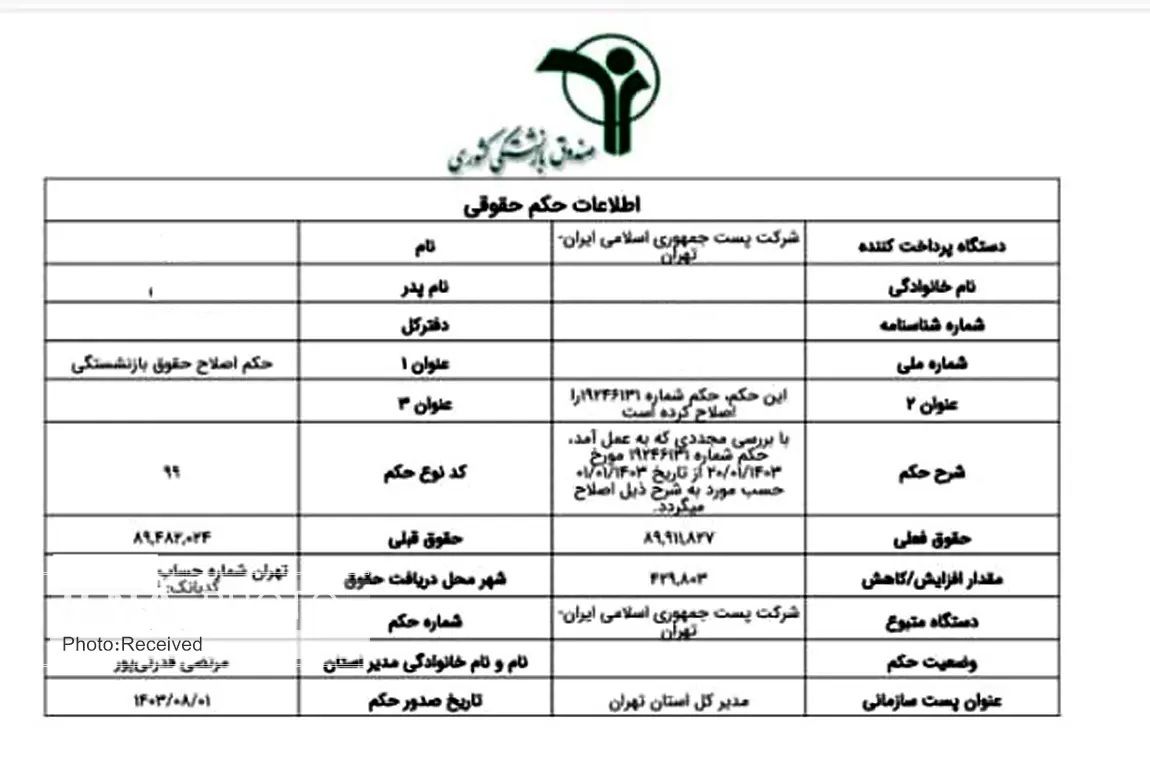 شوک جدید به بازنشستگان / افزایش حقوق پس از متناسب‌سازی فقط ۴۳ هزار تومان؟!