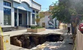 نشست زمین در خیابان شیرازی مشهد