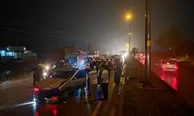 تصادف زنجیره‌ای ۱۲ خودرو در شرق مازندران