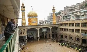 نخستین فیلم از داخل روضه منوره امامزاده داوود و تخلیه گل‌و‌لای از داخل شبستان‌ها