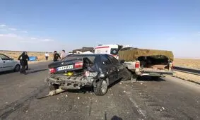 تصادف زنجیره‌ای در جاده همدان