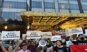 دستگیری بیش از ۴۰ حامی غزه در مقابل هتل ترامپ

