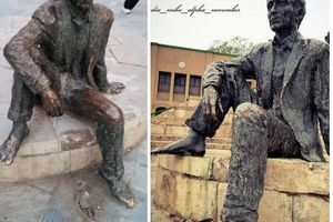 کفش مجسمه پرویز تناولی در پارک شفق دزدیده شد
