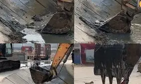 نجات یک سگ کوچک با استفاده از بیل مکانیکی/ ویدئو