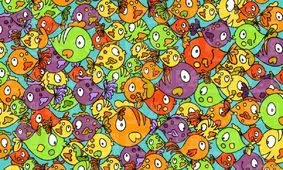 تست بینایی/ مرغ پنهان شده در میان ماهی‌ها را  در 8 ثانیه پیدا کنید