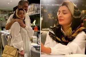 ساره بیات و همسر در یک رستوران شیک در اروپا