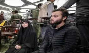 فرزندان سردار سلیمانی در تشییع پیکر رئیس جمهور/ عکس