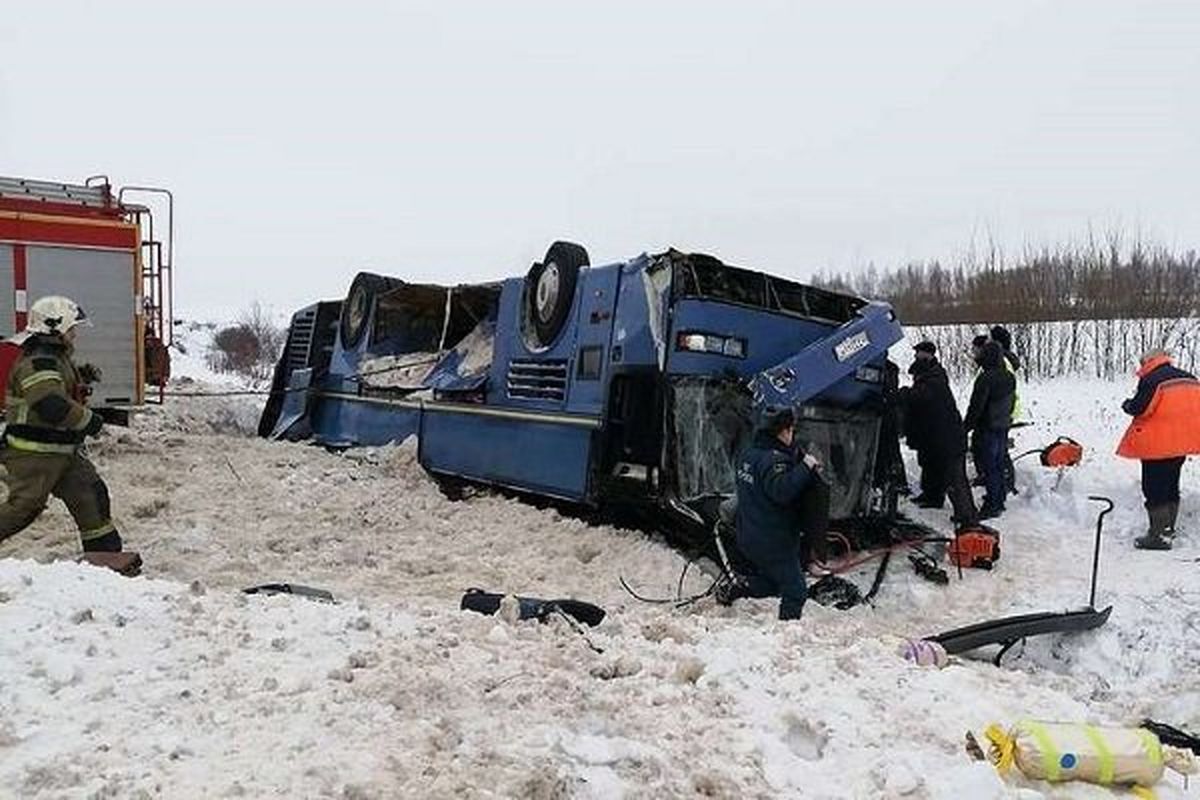 ۷ کشته بر اثر واژگونی اتوبوس در جنوب غربی مسکو