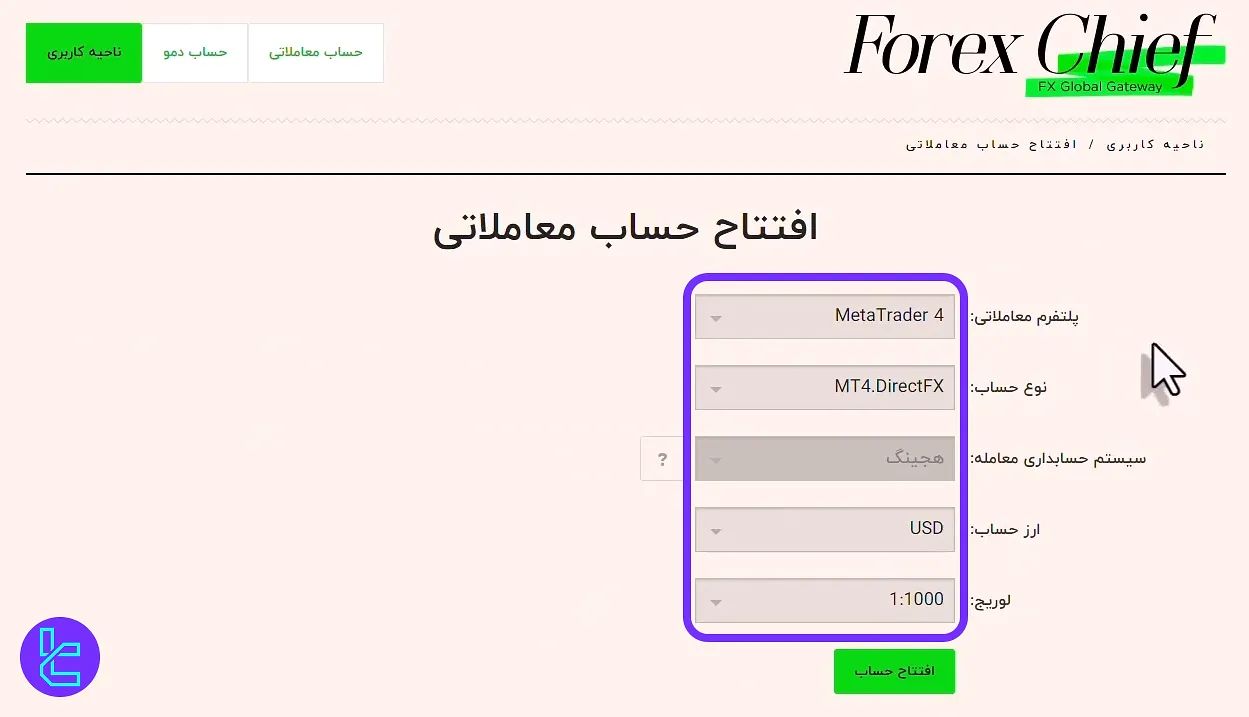افتتاح حساب در ایکس چیف
