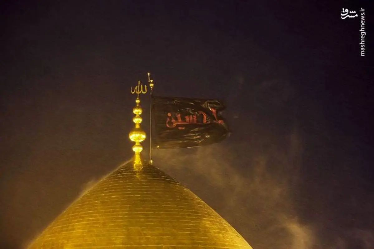 تصویری زیبا از گنبد حرم امام حسین (ع) هنگام بارش باران