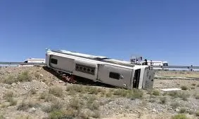 واژگونی اتوبوس در اتوبان زنجان -تبریز