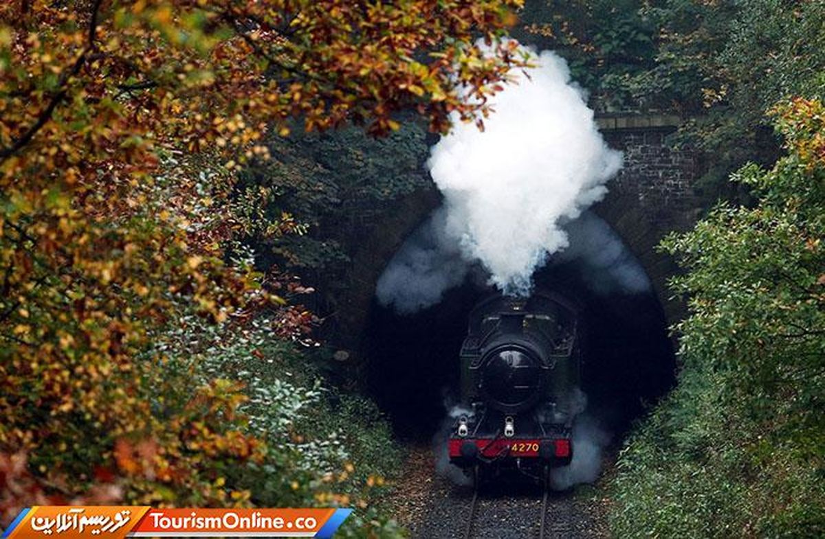 عکس زیبا از قطار، بخار و طبیعت