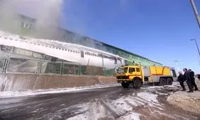 مهار آتش‌سوزی هواپیما در فرودگاه امام خمینی (ره) + فیلم