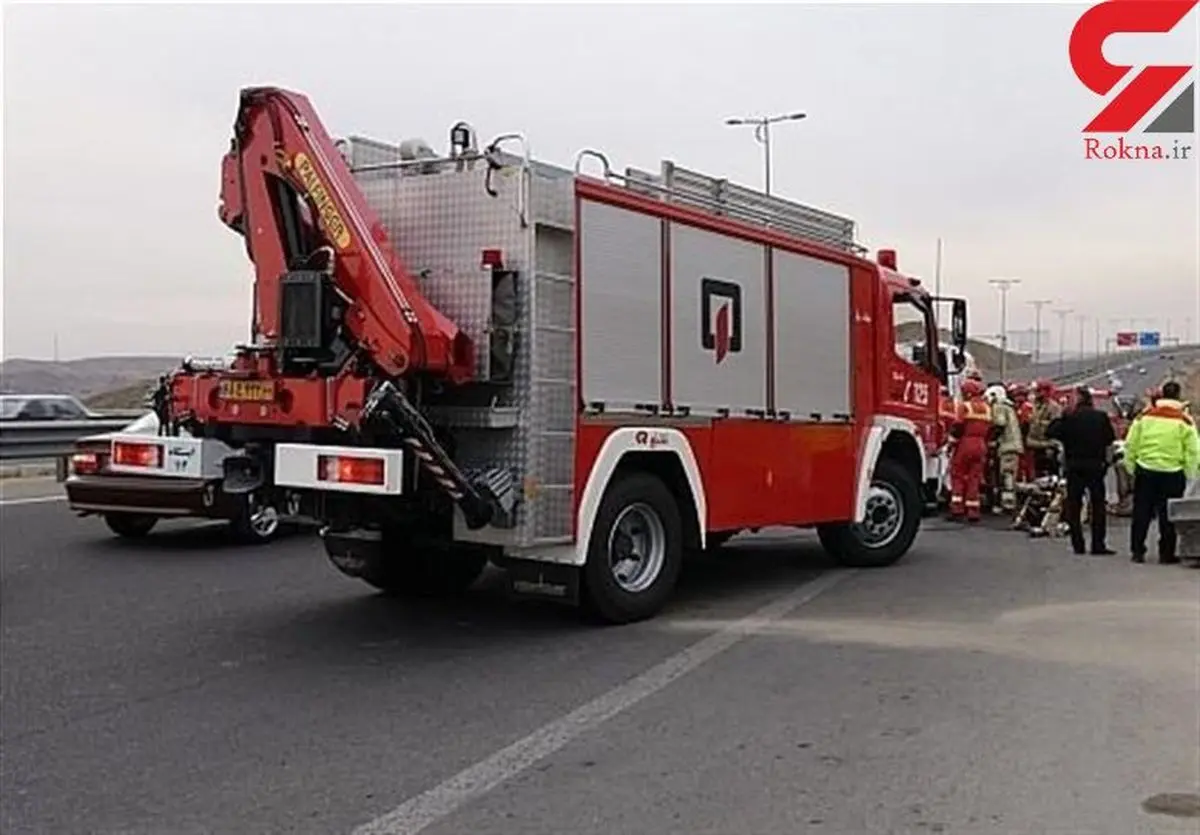 ۶ مصدوم بر اثر تصادف شدید ۴ خودرو در اتوبان آزادگان