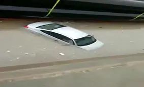 غرق شدن خودروها پس از بارش شدید باران در ریاض + فیلم