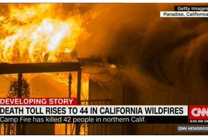 تلفات آتش سوزی کالیفرنیا به 44 کشته رسید