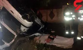 واژگونی مرگبار پژو ۲۰۶ در بزرگراه اشرفی اصفهانی + تصاویر