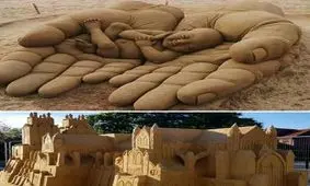 خلق آثار هنری با ماسه +عکس