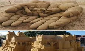 خلق آثار هنری با ماسه +عکس