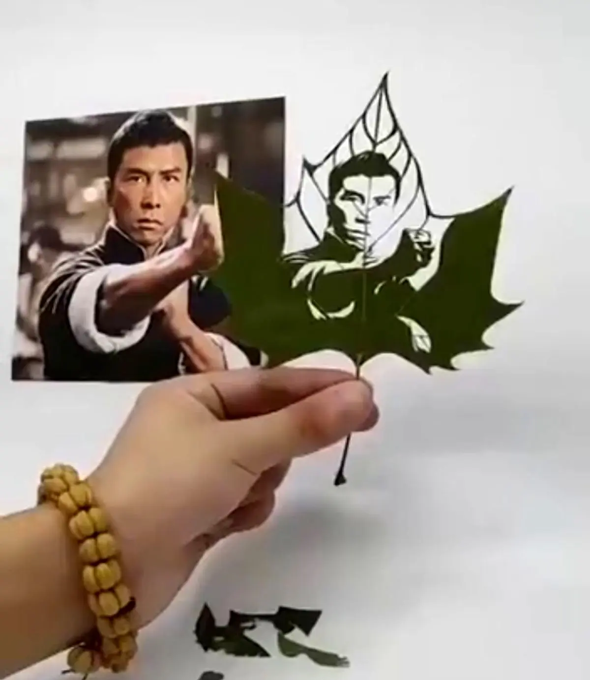 هنرنمایی روی سیب و برگ