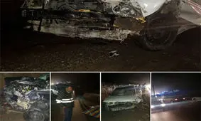 تصادف شاخ به شاخ دو خودرو در هراز ۵ نفر مصدوم شدند