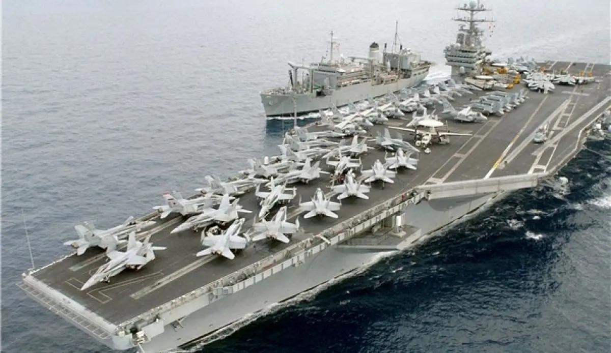 خواهش ناو هواپیمابر آمریکایی از سپاه به زبان فارسی +فیلم