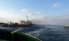 آتش گرفتن یک فروند شناور در ۱۵ مایلی عسلویه