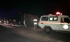 واژگونی اتوبوس درمحور سمنان- دامغان یک کشته و 6 مجروح داشت