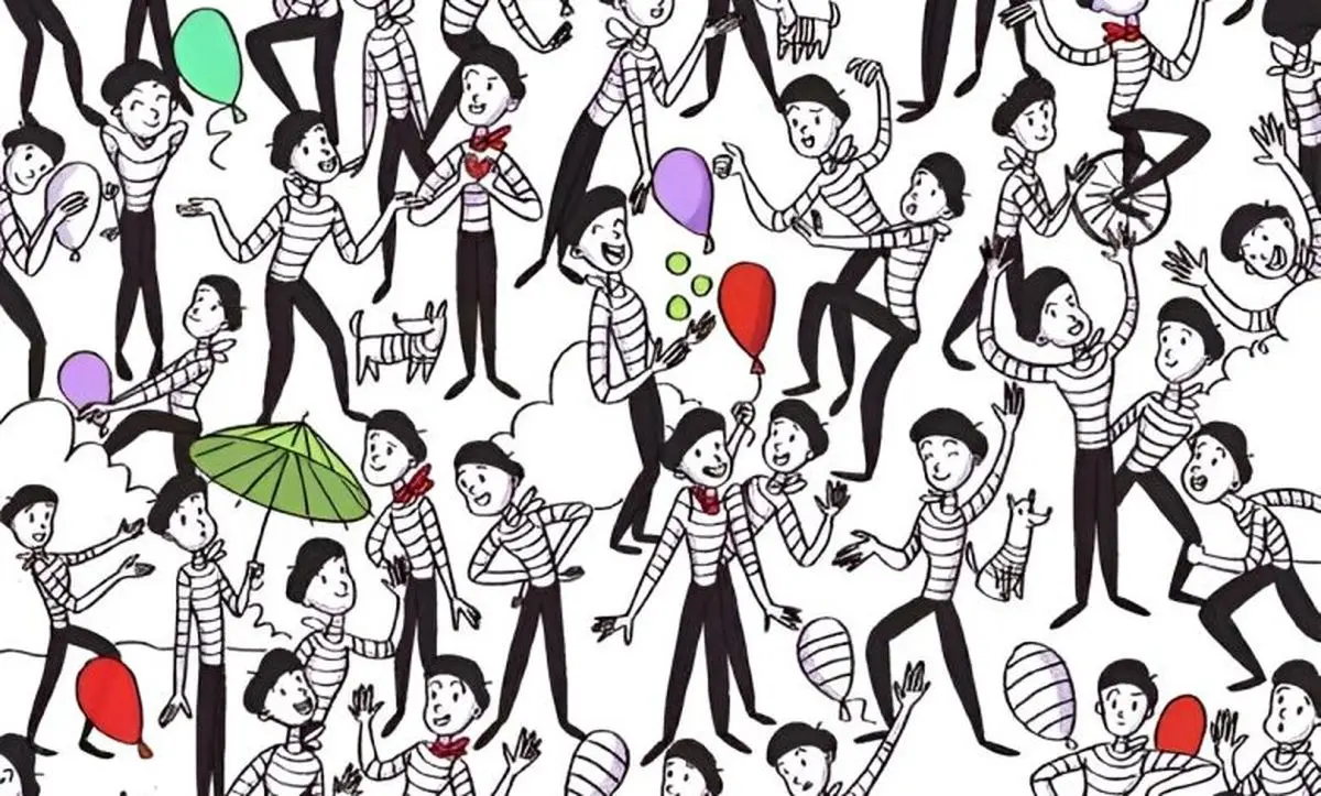 تست بینایی/ دزد پنهان شده در میان هنرمندان پانتومیم پیدا کنید 