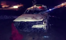 واژگونی خودرو پژو پارس در محور سلفچگان - قم