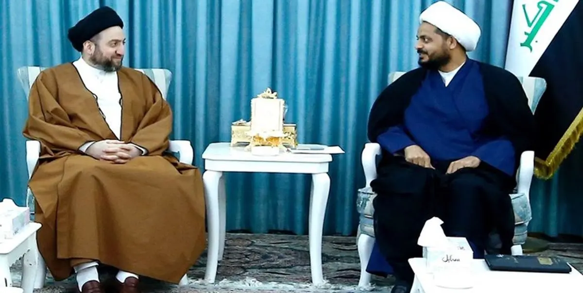 دیدار سید «عمار حکیم» با دبیر کل جنبش «عصائب اهل الحق» و رئیس جمهوری عراق