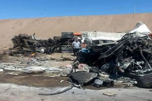 مرگ هولناک 2 راننده خودروی سنگین در جاده معدن سنگ آهن یزد