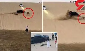 تصادف مرگبار راننده چهارچرخ با خودروی تویوتا در بیابان+عکس