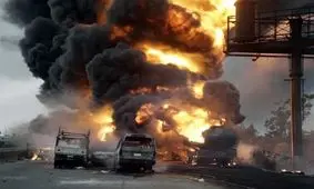 انفجار وحشتناک تانکر واژگون شده +فیلم