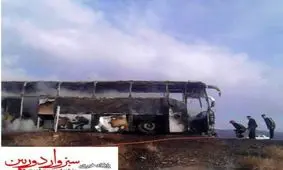 آتش گرفتن اتوبوس در کیلومتر ۵۰ محور سبزوار - نیشابور