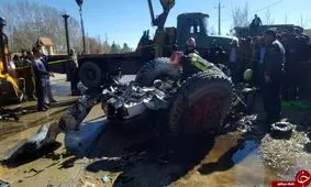 پودر شدن خودرو پراید در تصادف با کامیون+تصاویر