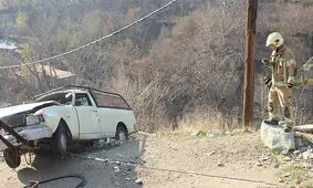 سقوط وحشتناک ماشین به دره فرحزاد + عکس