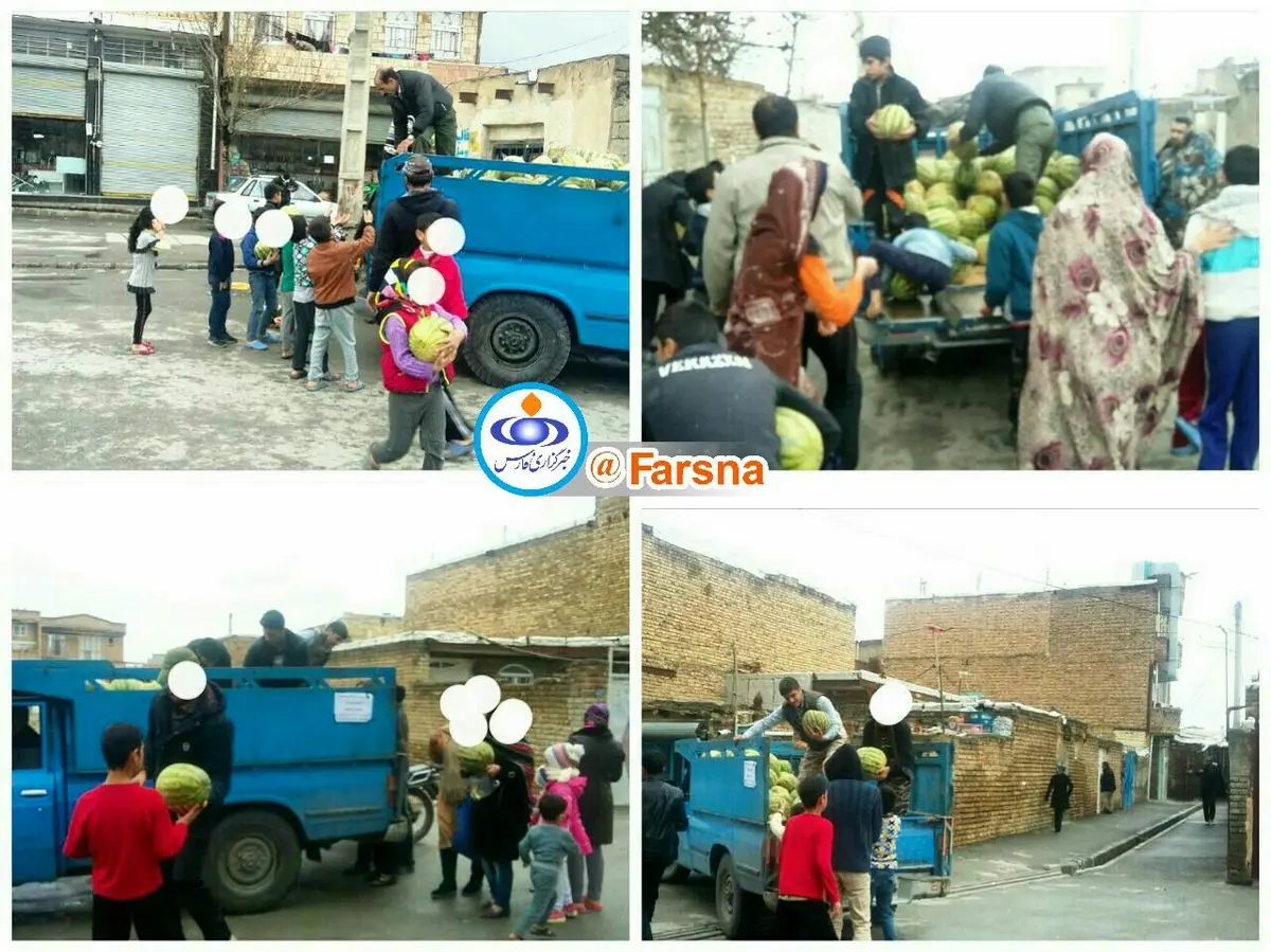 توزیع ۱۴ تن هندوانه رایگان در محلات