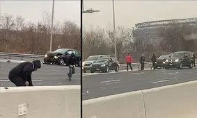 واژگون شدن ماشین حمل پول در آمریکا +فیلم