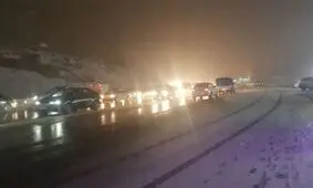 بارش برف و ترافیک سنگین در هراز