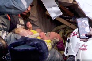 نجات نوزاد ۱۰ ماهه از زیر آوار پس از گذشت ۳۵ ساعت + فیلم