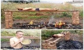 بیمار سرطانی خودش را روی ذغال سرخ کرد! + تصاویر