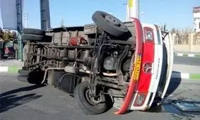 واژگونی مینی بوس در محور آق قلا/ این حادثه مصدوم نداشت