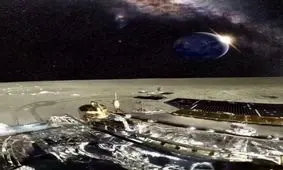 نمای فوق العاده زیبا از زمین و کهکشان راه شیری از سطح ماه