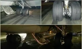 جزئیات سانحه برای یک هواپیما در فرودگاه تبریز/ ترکیدن 3 لاستیک هواپیما + عکس