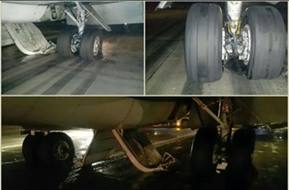 جزئیات سانحه برای یک هواپیما در فرودگاه تبریز/ ترکیدن 3 لاستیک هواپیما + عکس
