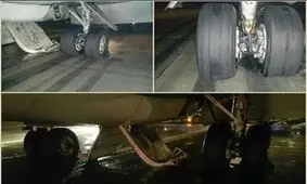 جزئیات سانحه برای یک هواپیما در فرودگاه تبریز/ ترکیدن 3 لاستیک هواپیما + عکس