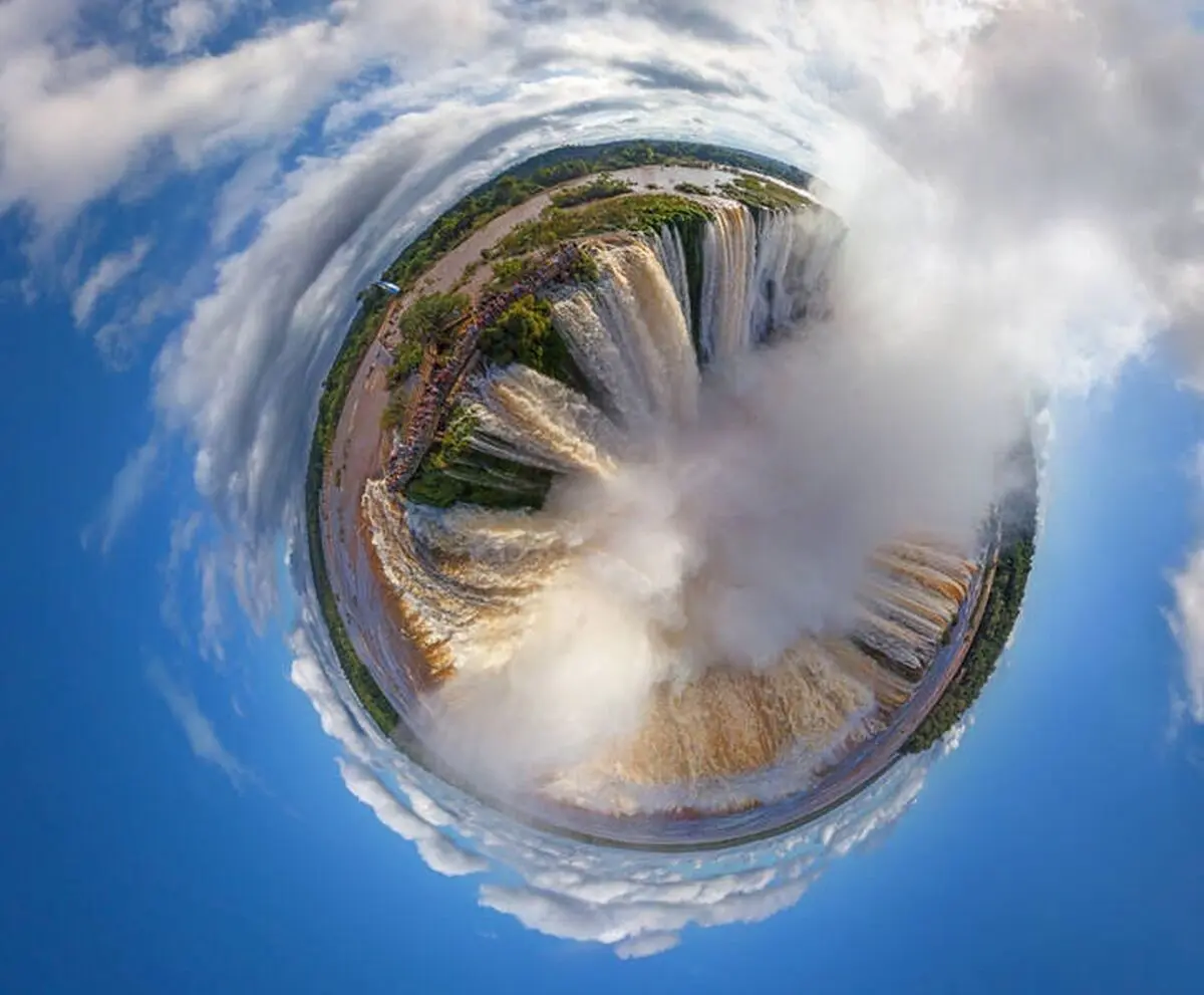تصویر ۳۶۰ درجه هوایی از آبشار ایگوازو